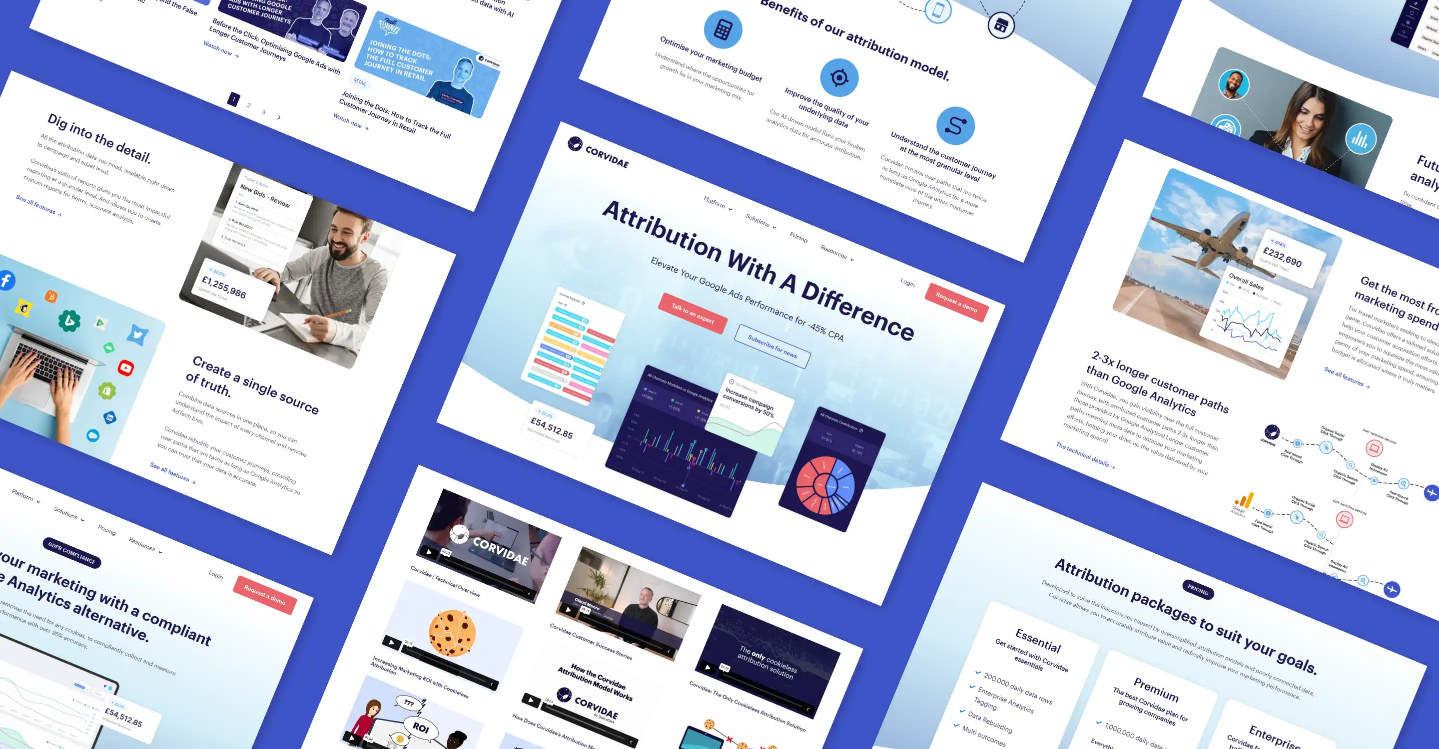 Multiple screenshots of the Corvidae website
