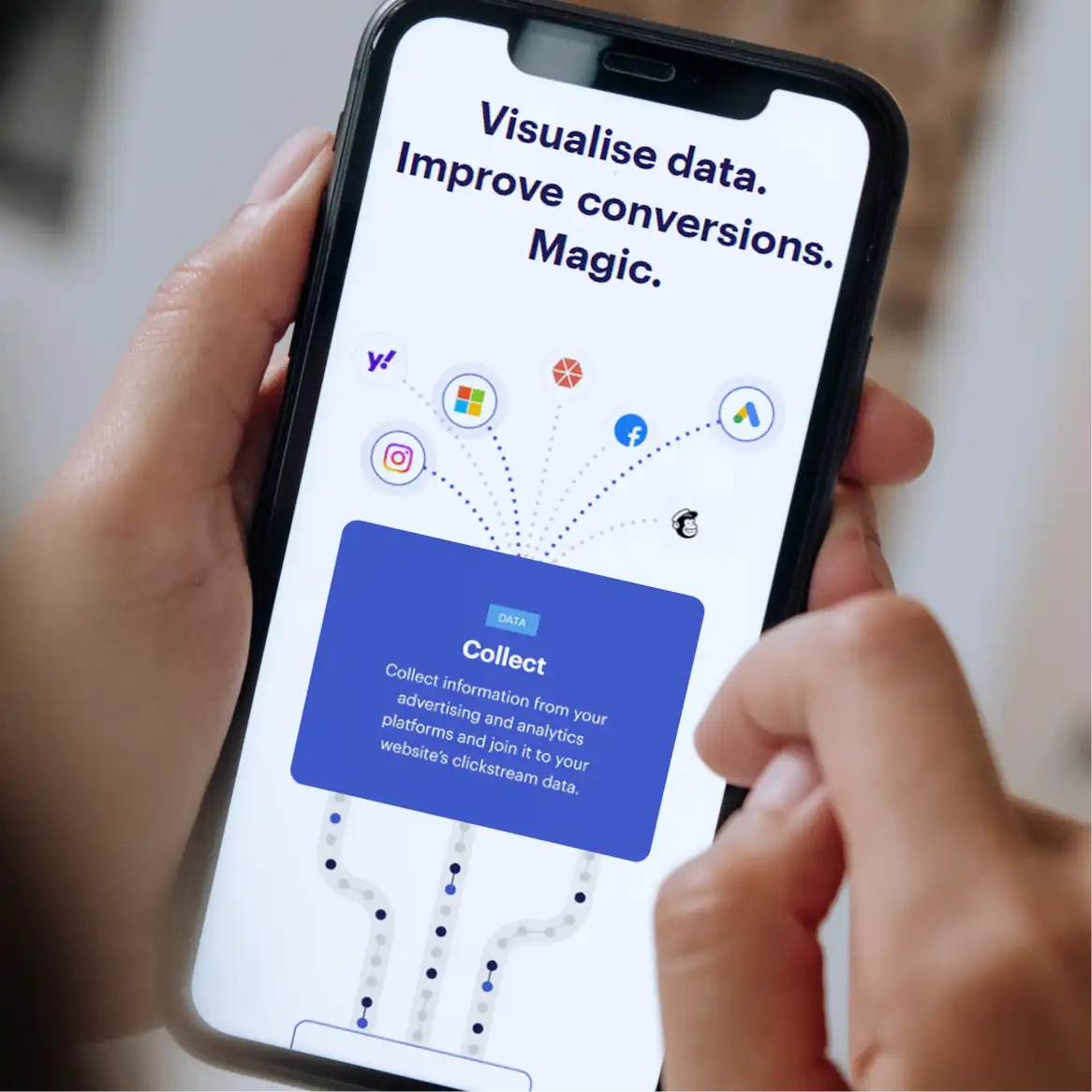 A mobile phone shwowing a graphic on the Corvidae website
