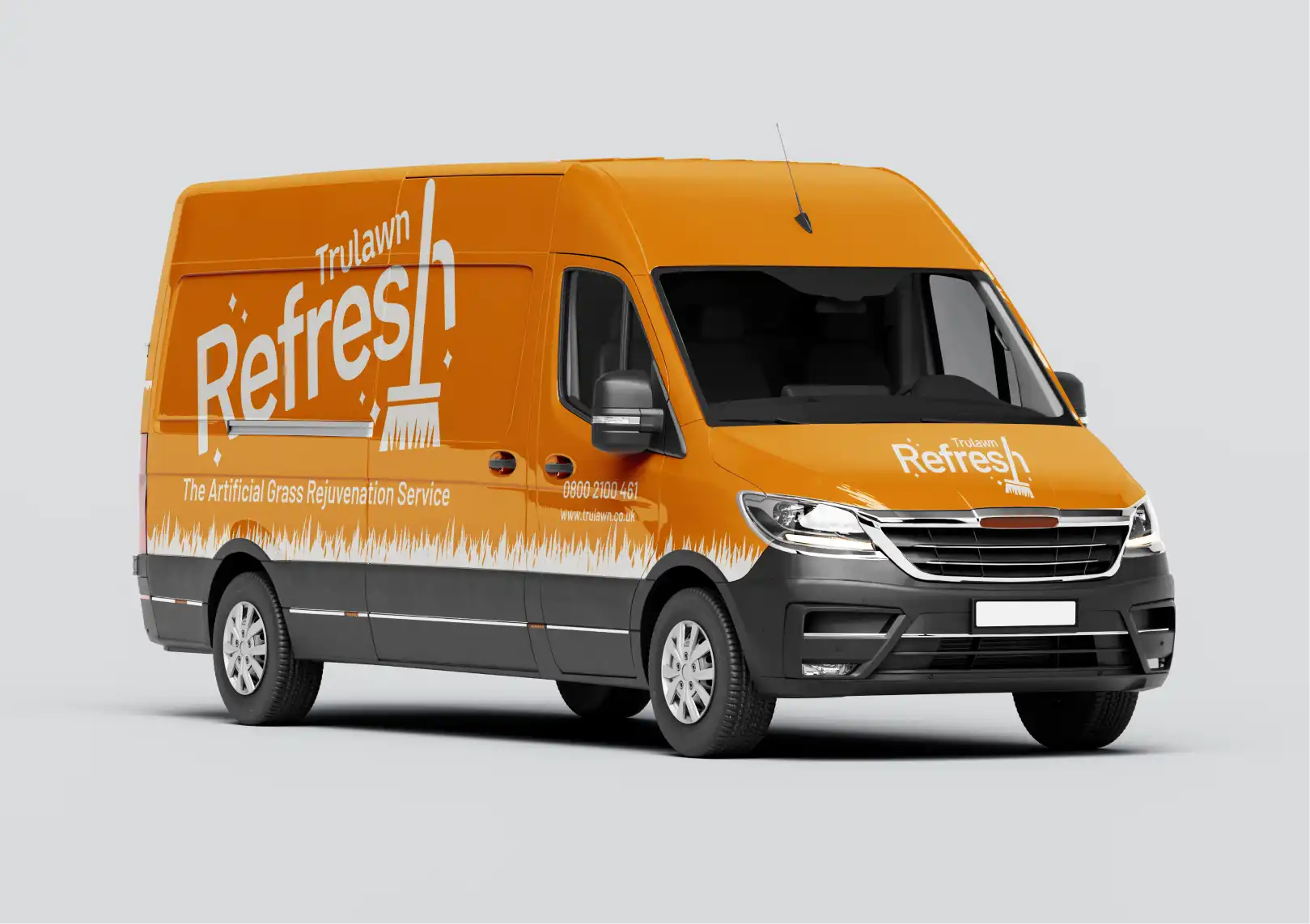 An orange van with Trulawn Refresh livery
